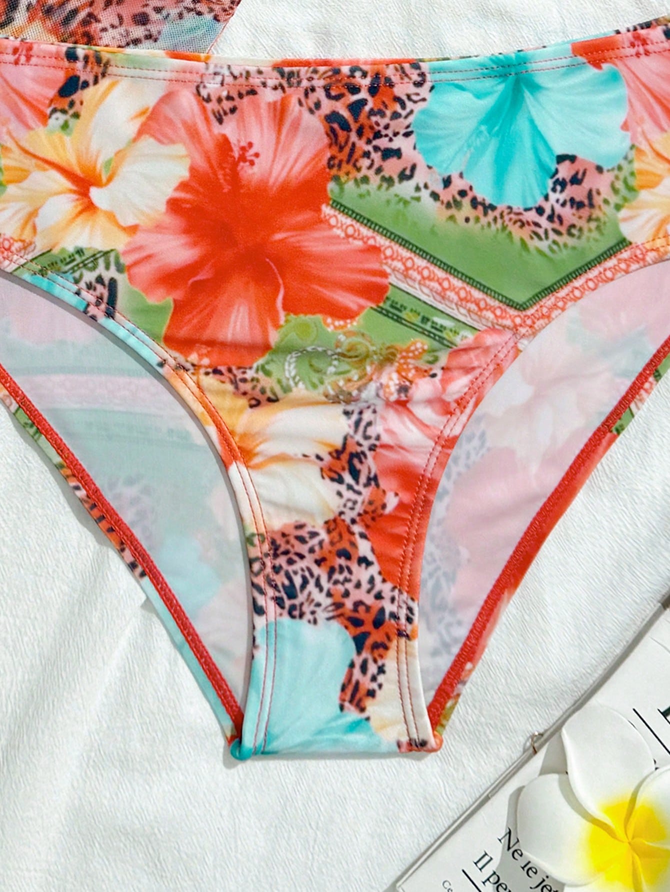 Tween Girl Summer Green Boho Tropical Beach Holiday Contrast Color Halter Neck Tankini Swimwear Set With Cover Up Sarong Skirt Modest Bikini 3pcs Set