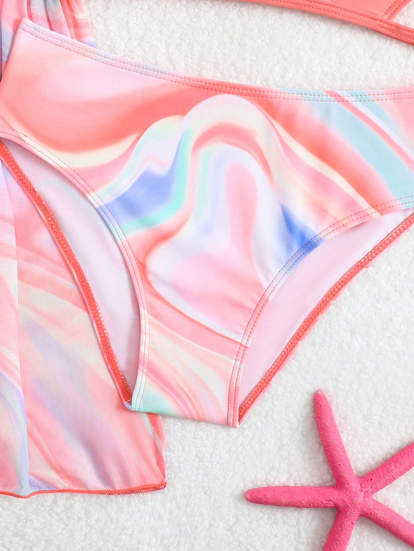 Tween girls 3-piece striped swimwear set featuring a tankini top, mid-waist bikini bottoms with a drawstring waist, and a matching kimono cover-up for beach or vacation wear.