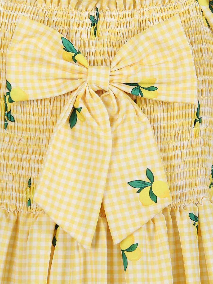 ChillGRL square neck short puff sleeve A-line long dress for teen girls featuring shirred high waist detailing and a flounce hem.