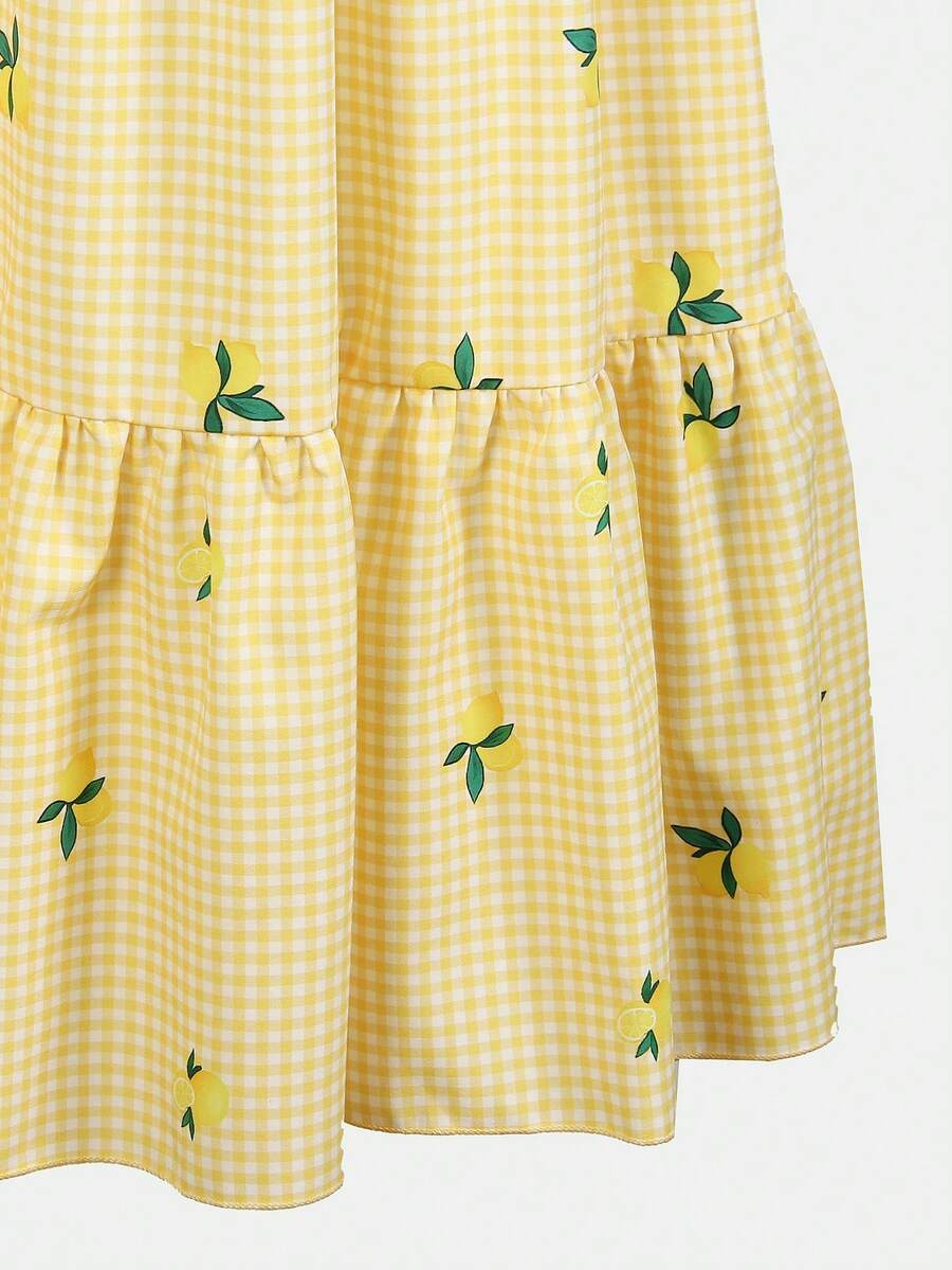 ChillGRL square neck short puff sleeve A-line long dress for teen girls featuring shirred high waist detailing and a flounce hem.