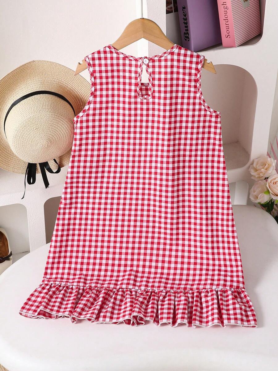Tween girls casual leopard print smock mini dress featuring a round neck and flounce ruffle hem.