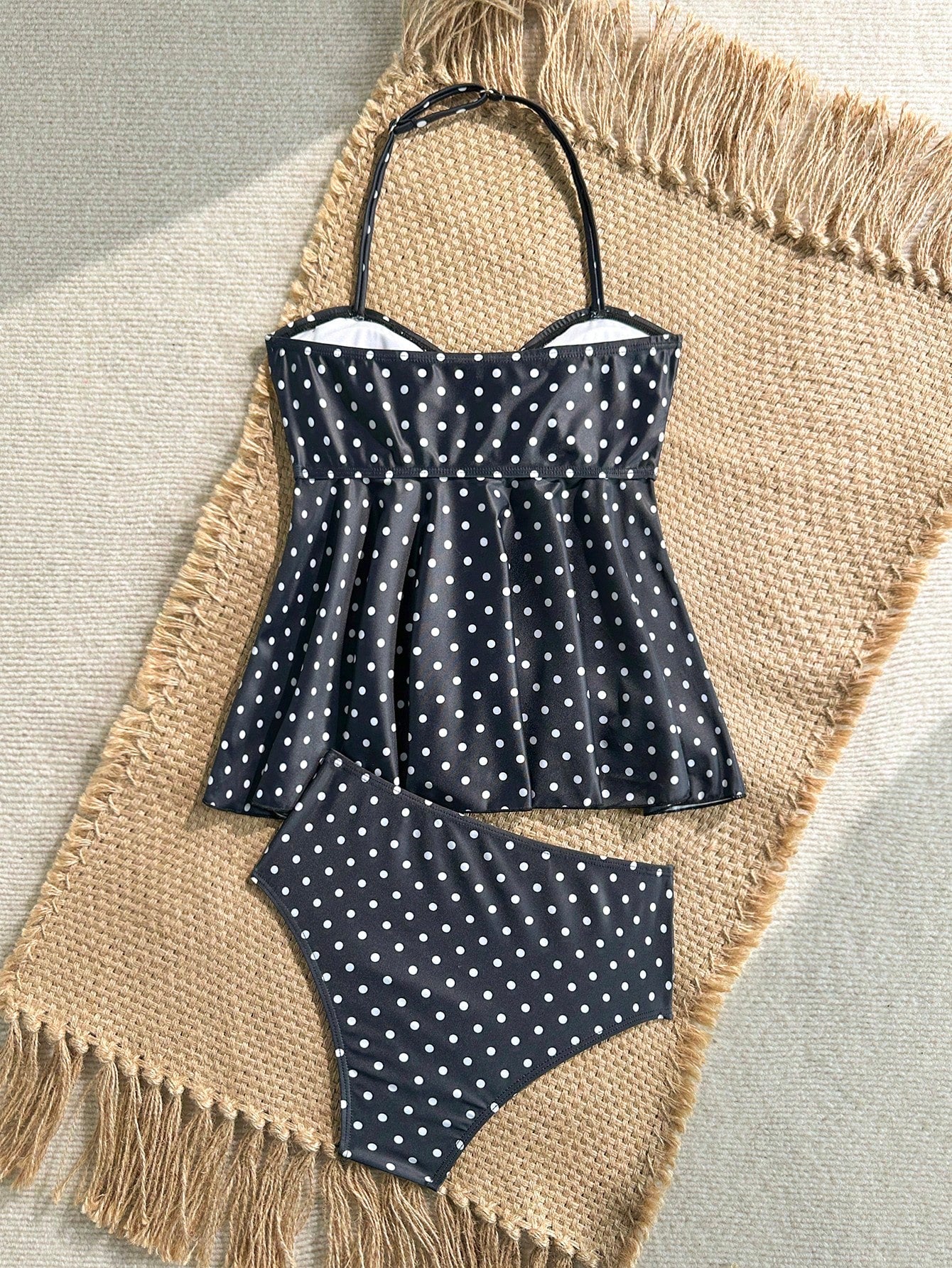 Tween Girl Tween Girl Textured Knit Apricot Halter Gold Shell Tankini Swimwear Set