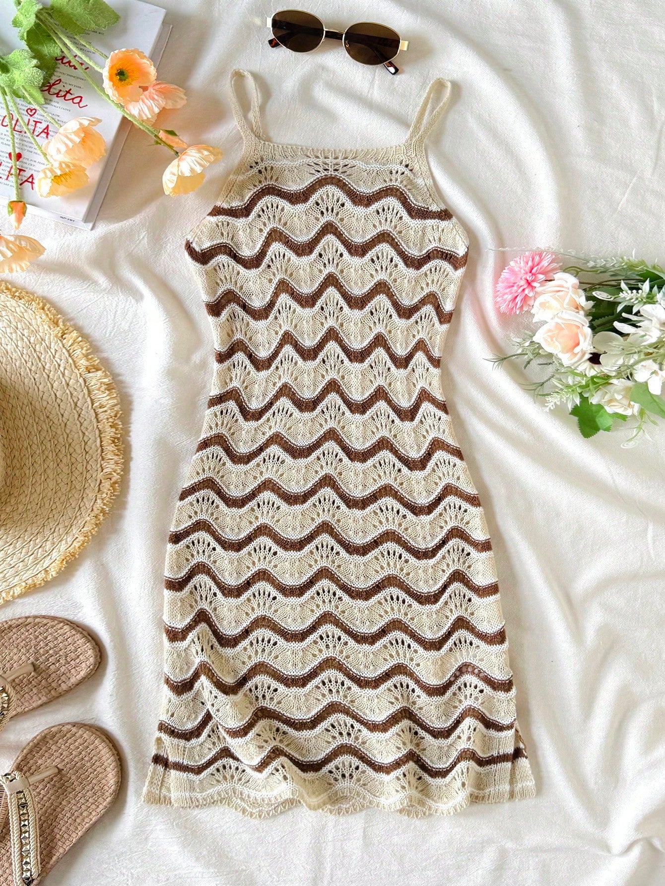 Girls' Summer Crochet Mesh Cami Dress Cover-Up, White Casual Beach Vacation Tween Girl