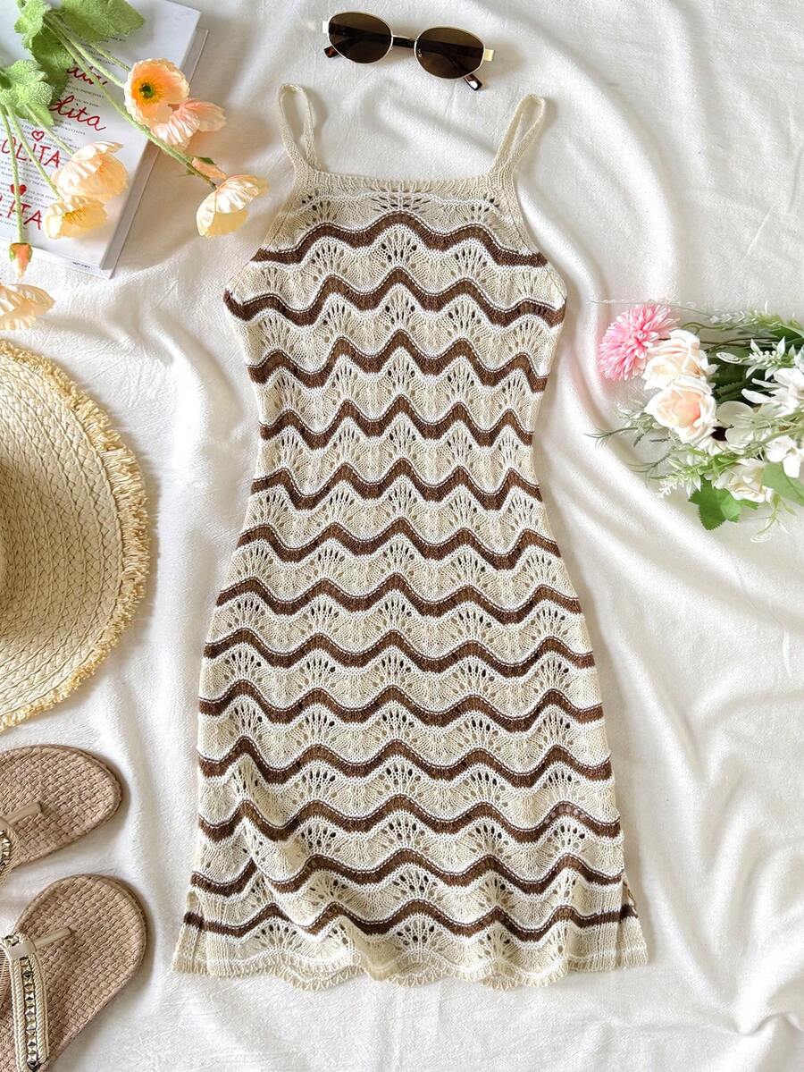 Girls' Summer Crochet Mesh Cami Dress Cover-Up, White Casual Beach Vacation Tween Girl