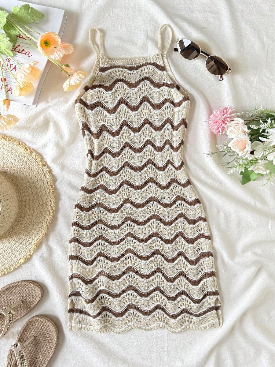 Girls' Summer Crochet Mesh Cami Dress Cover-Up, White Casual Beach Vacation Tween Girl