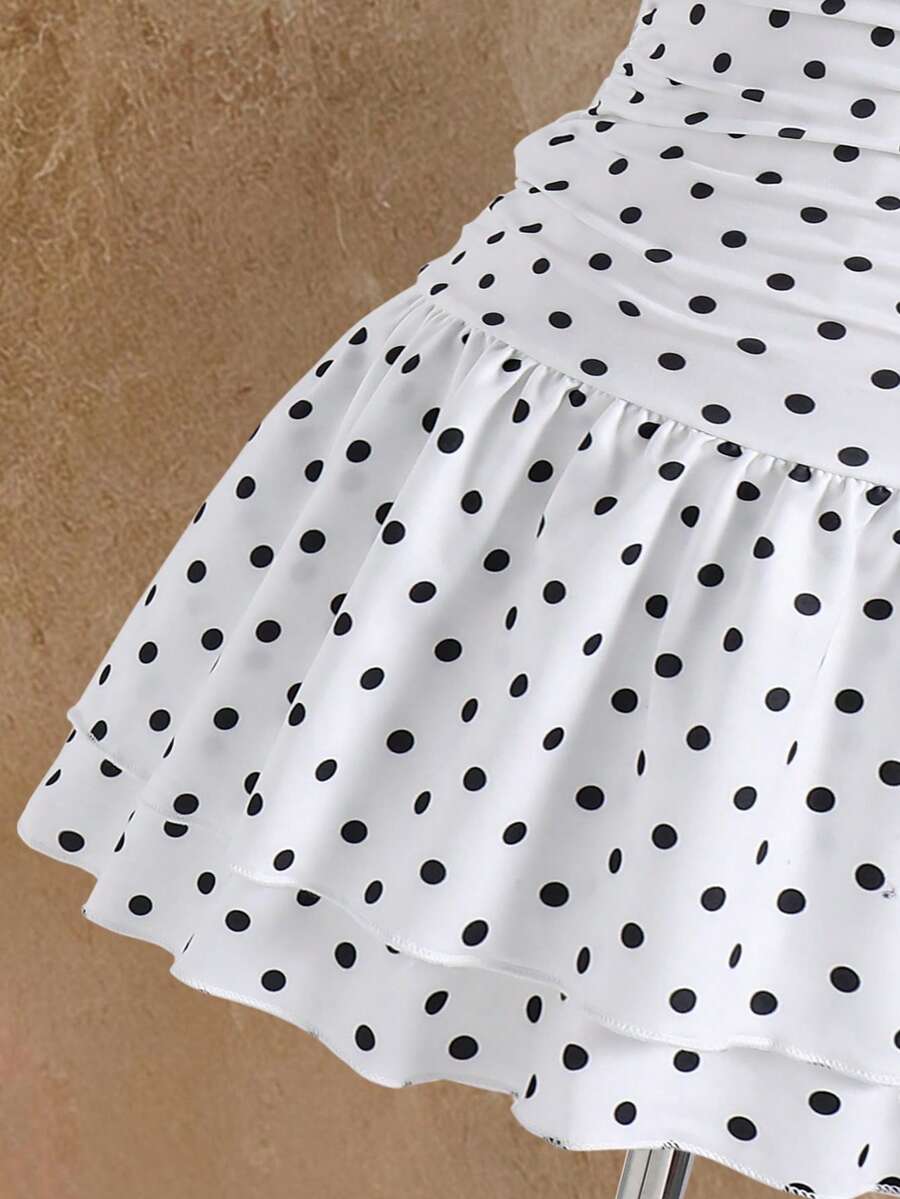 Tween girls apricot sleeveless halter mini dress with textured starfish and shell decor, shirred tiered layer, high waist, and flounce hem.