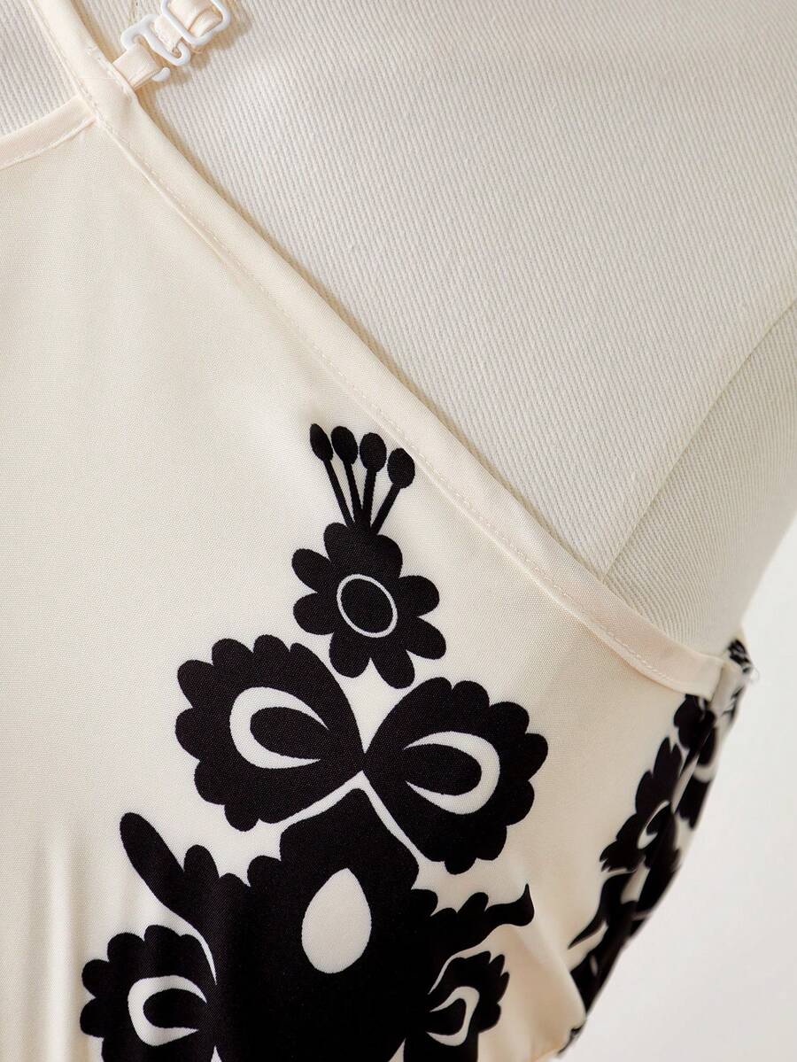 Tween girls floral halter dress with backless sleeveless design, belted high waist, shirred details, appliques, and flared A-line midi silhouette for summer vacation or graduation outfit.