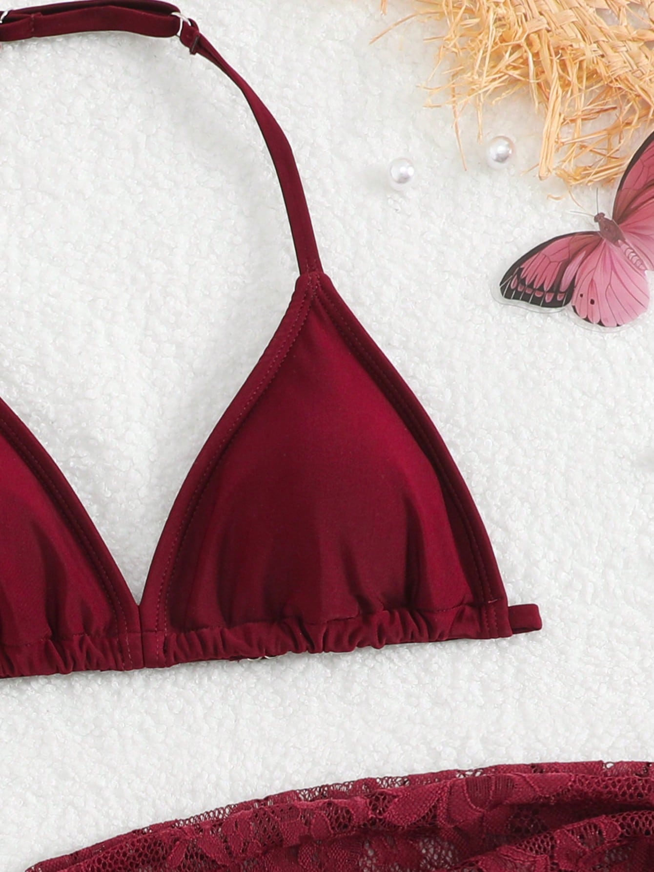Cute Girls' Ditsy Floral Triangle Bikini Set (Print Randomly)