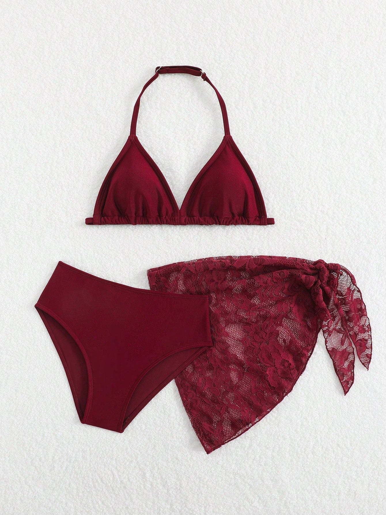 Cute Girls' Ditsy Floral Triangle Bikini Set (Print Randomly)