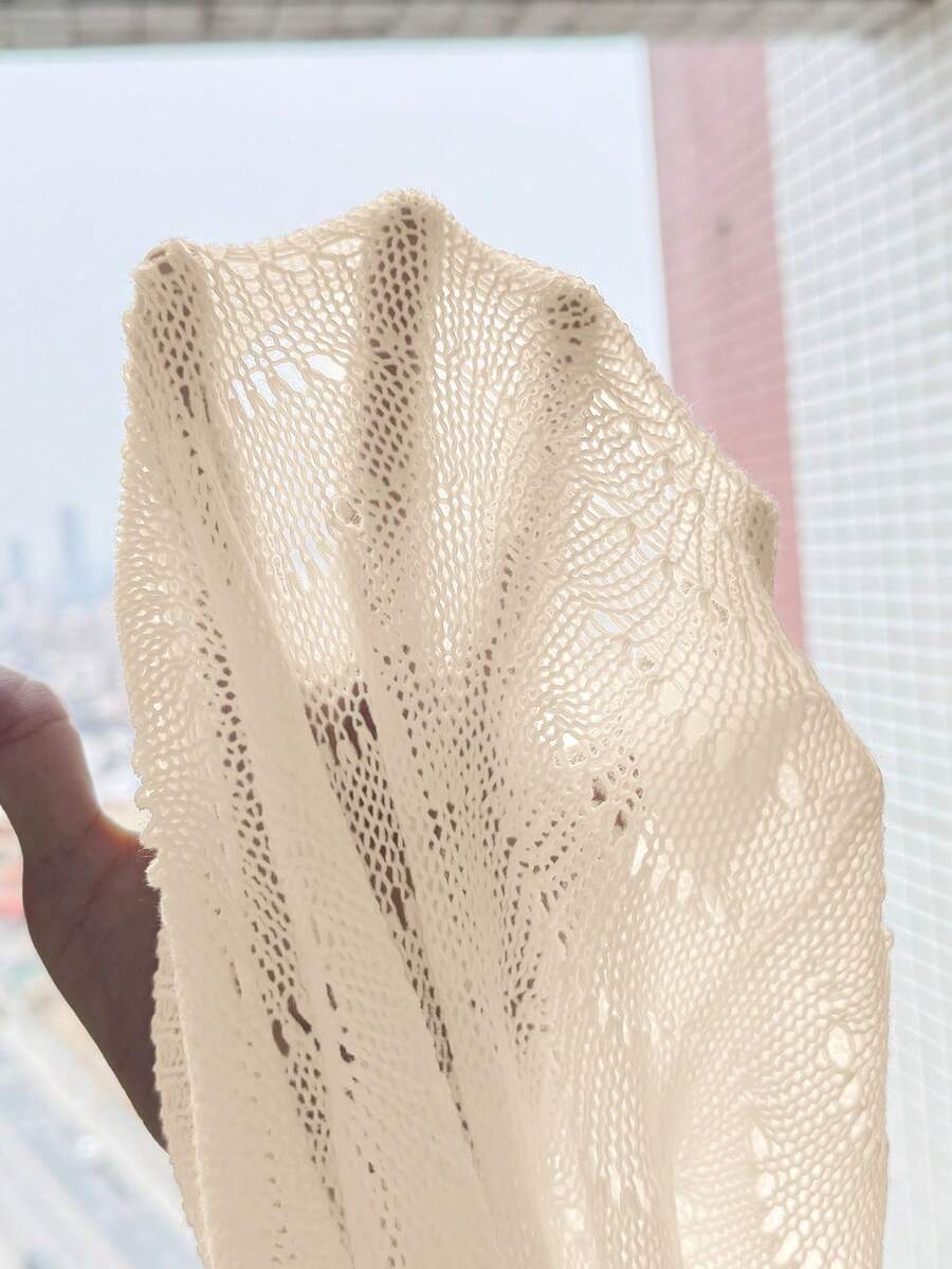 Girls semi-sheer beach cover-up dress with V-neckline, long sleeves, backless side-tie design, and asymmetrical hem for tween summer beach vacations.
