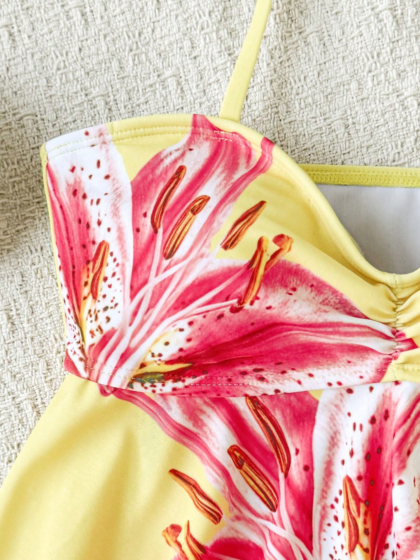 Tween Girl Tween Girl Textured Knit Apricot Halter Gold Shell Tankini Swimwear Set