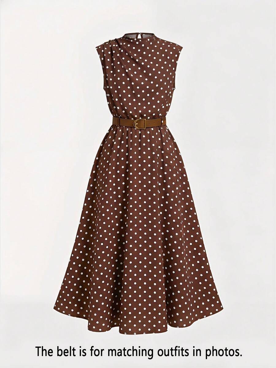 Tween girl wearing an apricot plant print long dress featuring a stand collar, short sleeves, high waist, flared hem, and back zipper closure.
