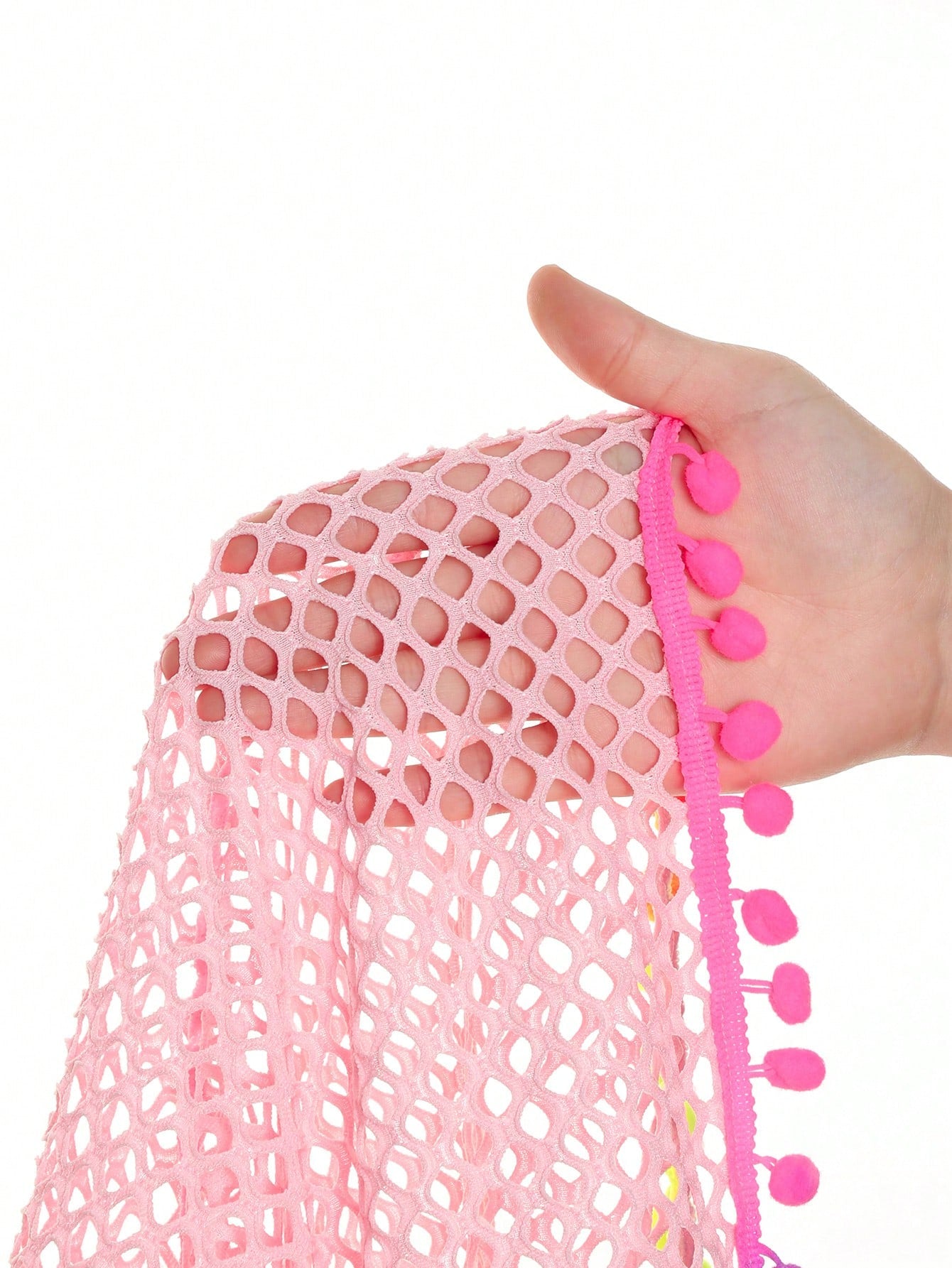 Tween Girl Fishnet Pom-Pom Decor Cover Up Summer Holiday
