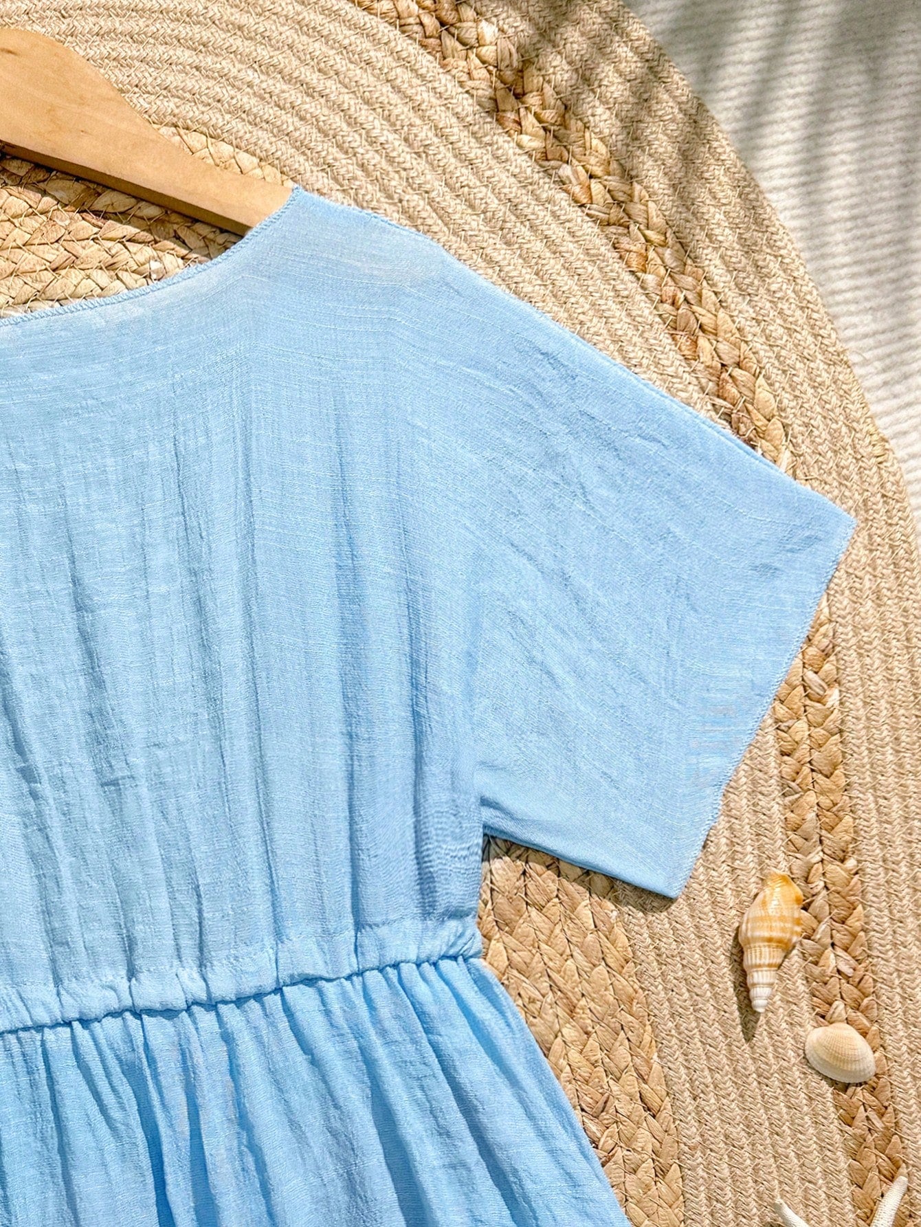 White tween girls swimsuit cover-up with V neck, short sleeves, contrast lace, fringe details, and regular length mesh fabric for beachwear