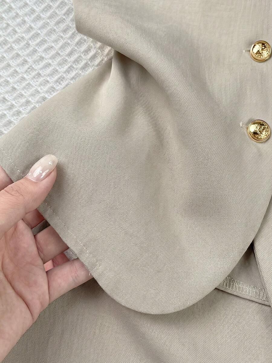 Tween girls apricot striped knit camisole top with button front paired with matching casual elastic waist shorts