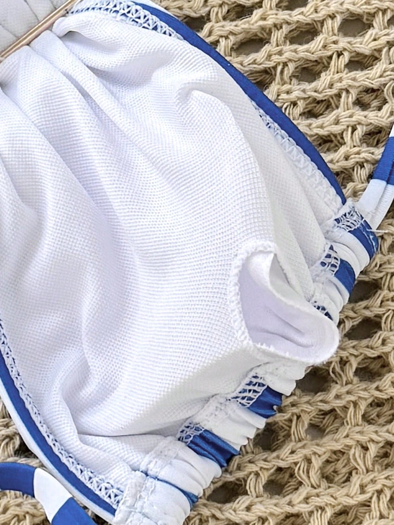 Tween Girls Bikini Sets (Large) Swimsuit Set, Blue And White Striped, Fashionable Casual Elegant Sophisticated For Summer, Beach, Swimming, Vacation, Tween Girl