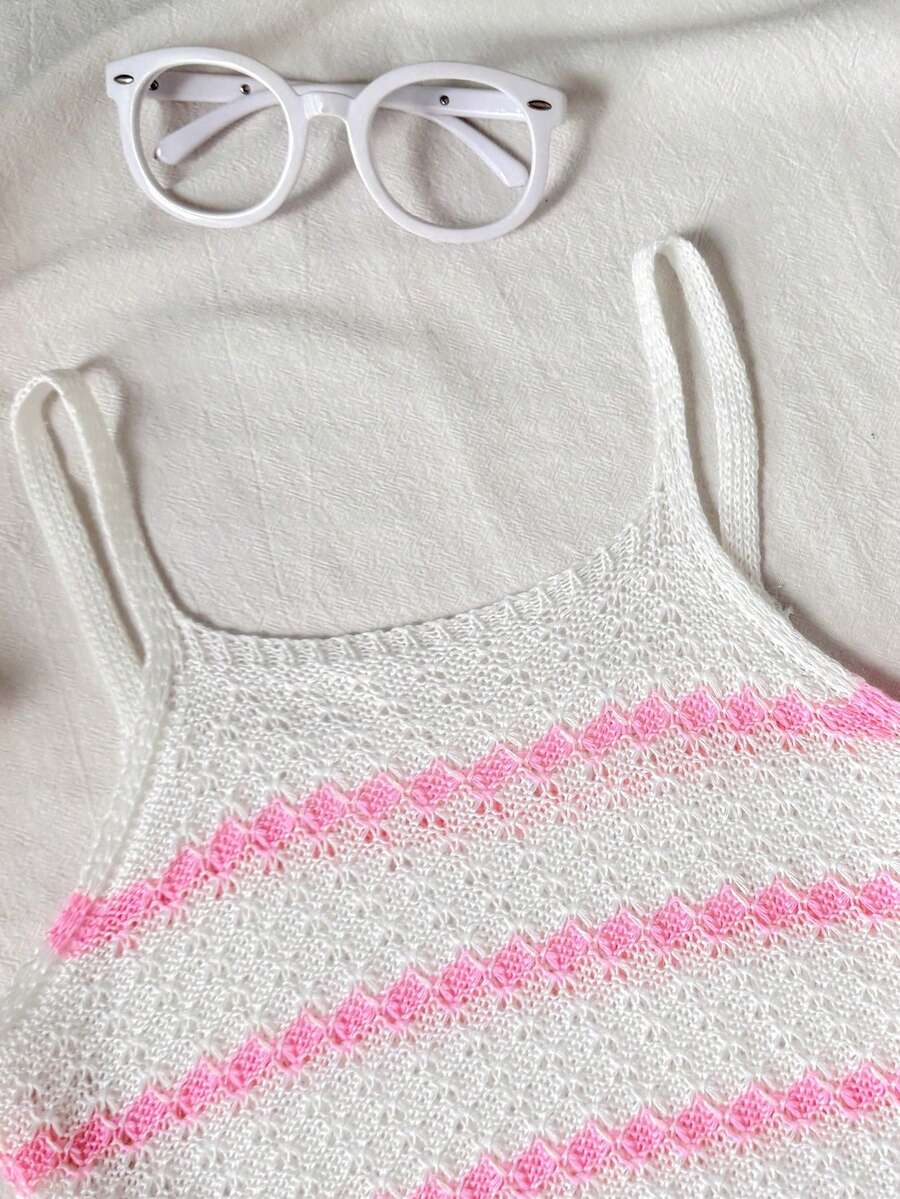 Baby pink striped girls swimsuit cover up with spaghetti straps and sleeveless design for summer beach and pool wear