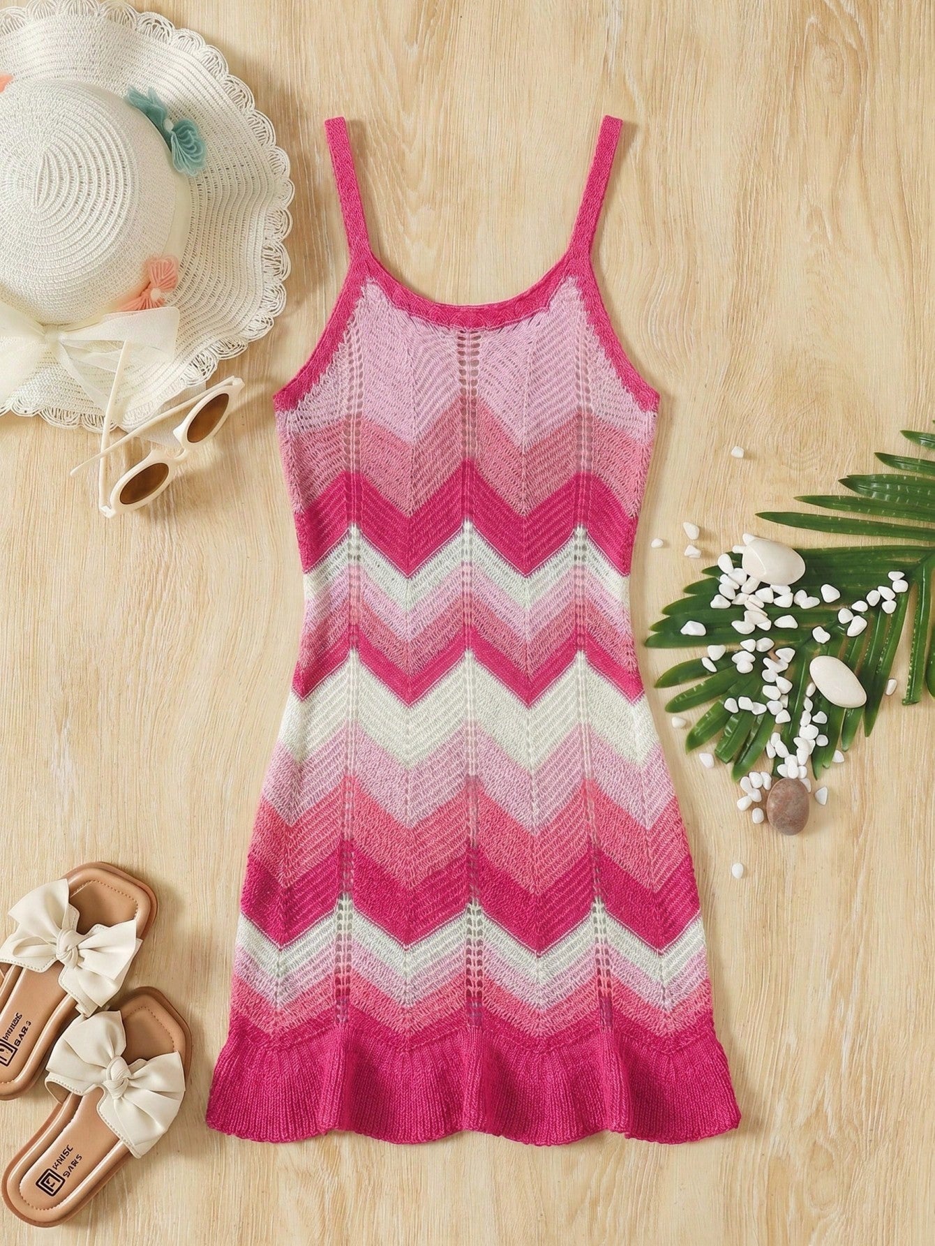 Girls' Summer Crochet Mesh Cami Dress Cover-Up, White Casual Beach Vacation Tween Girl