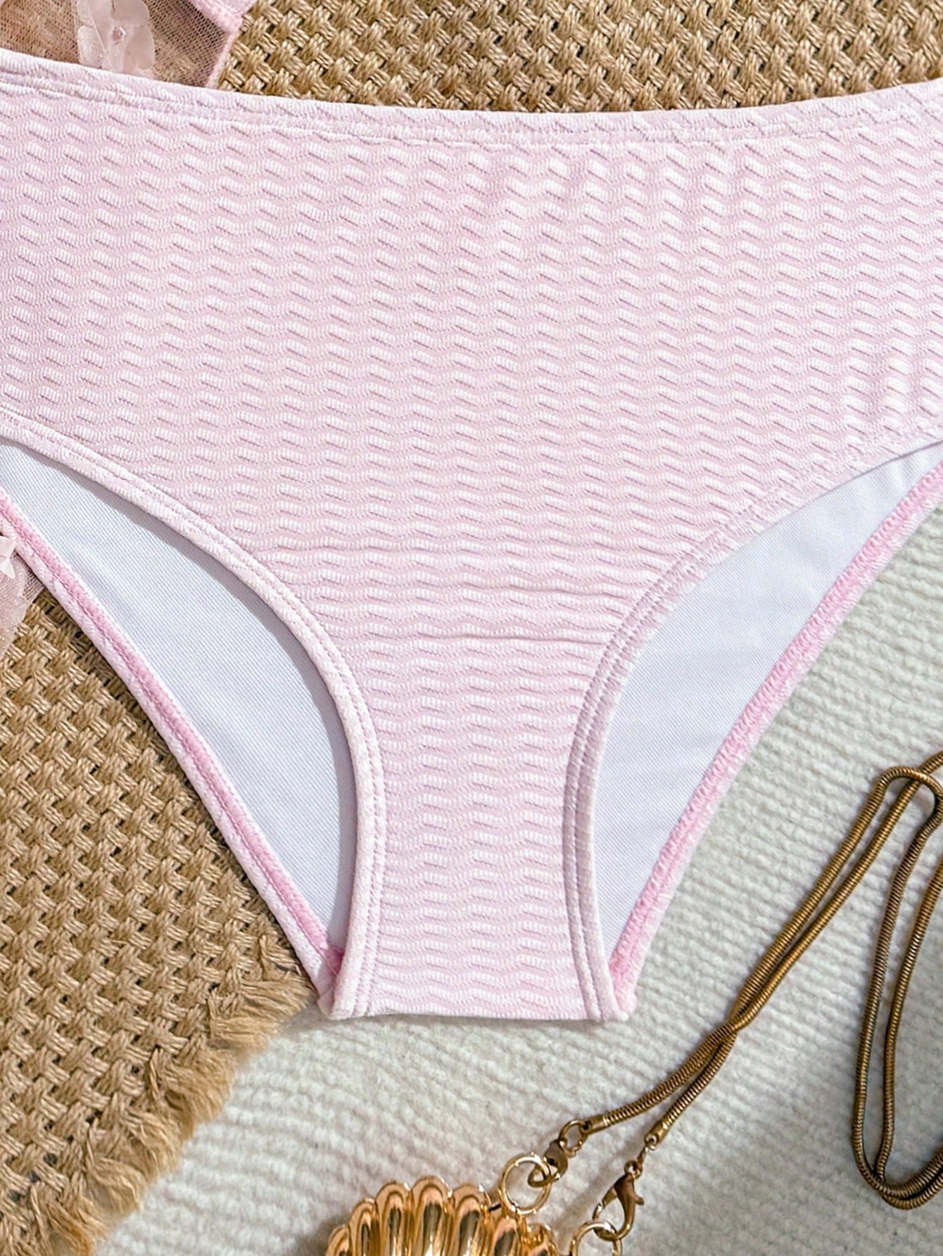 Pink Summer Cute Beach Holiday Tween Girl Elegant Bikini Set With Starfish Decor,Ruffle Beach Dress 3-Piece Children's Swimwear For Teenagers,Vacation