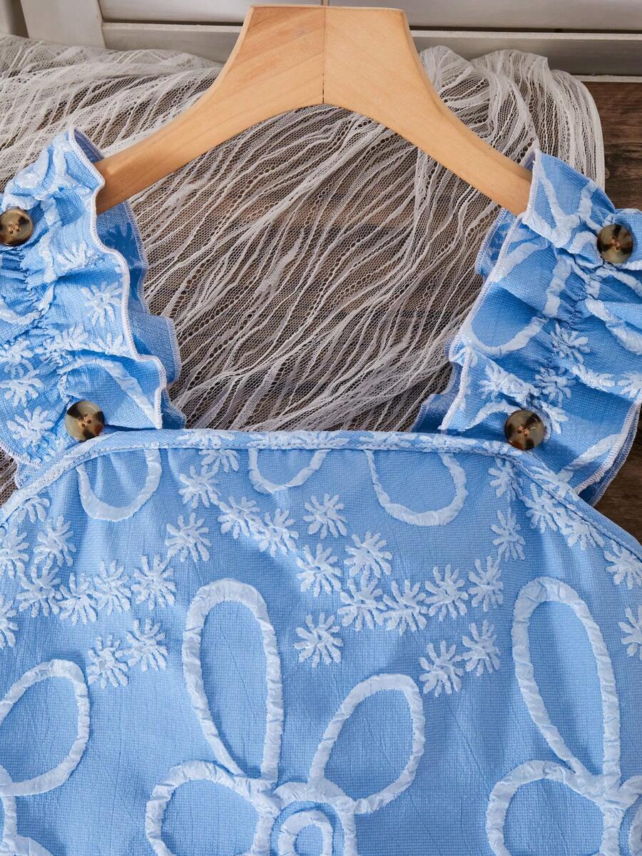Apricot two-piece summer outfit for tween girls featuring a sleeveless pleated square-neck camisole top with button details and matching gathered shorts.