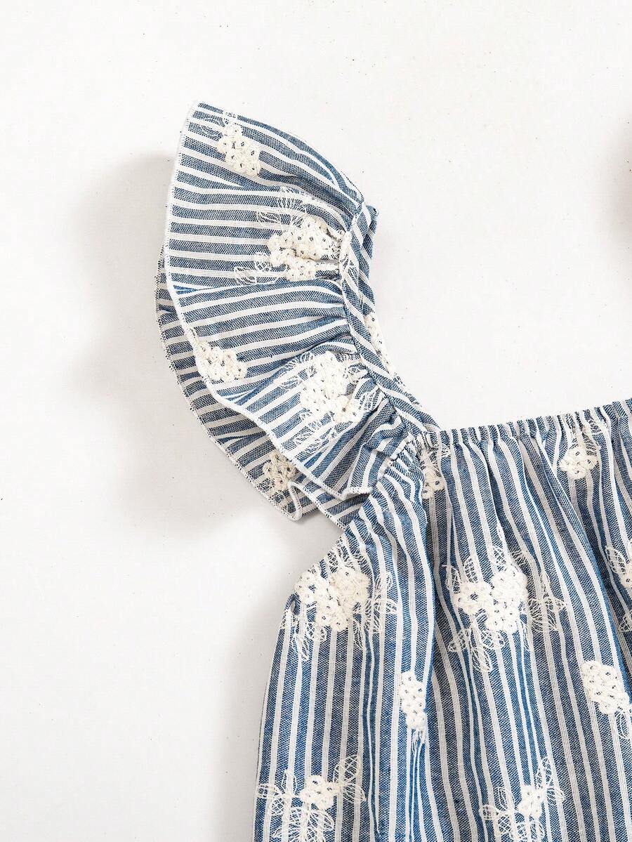 Tween girls 2-piece bohemian outfit set in apricot featuring a square neck embroidered sleeveless camisole top and matching floral wide leg shorts.