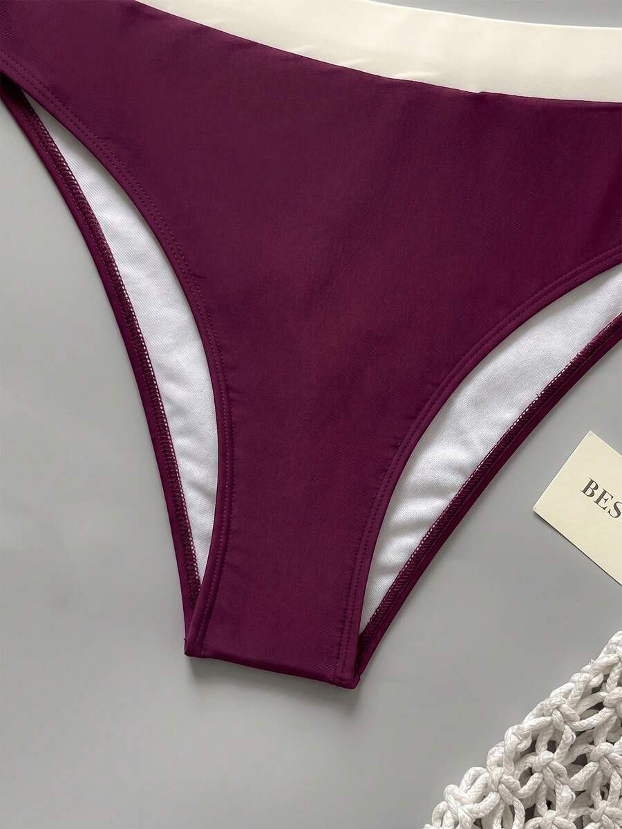 Women's bandeau bikini swimwear set featuring detachable shoulder straps, removable padding, wireless cups, and low-waist bottoms.