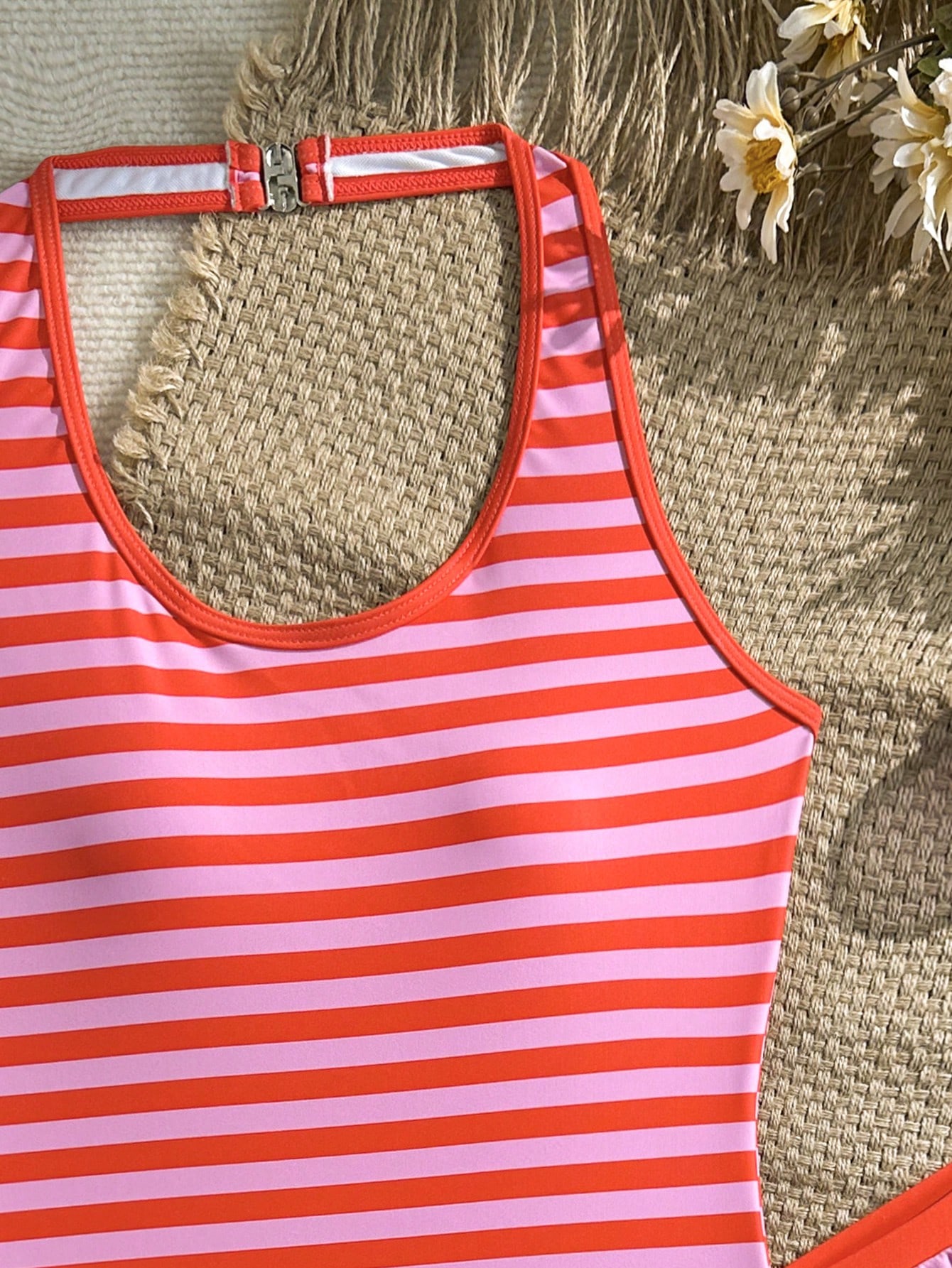 Girls 2-piece swimwear set featuring a butterfly print halter swimsuit top with contrast piping and separate mid-waist shorts; sleeveless, high-stretch, wireless design for beach and vacation wear.