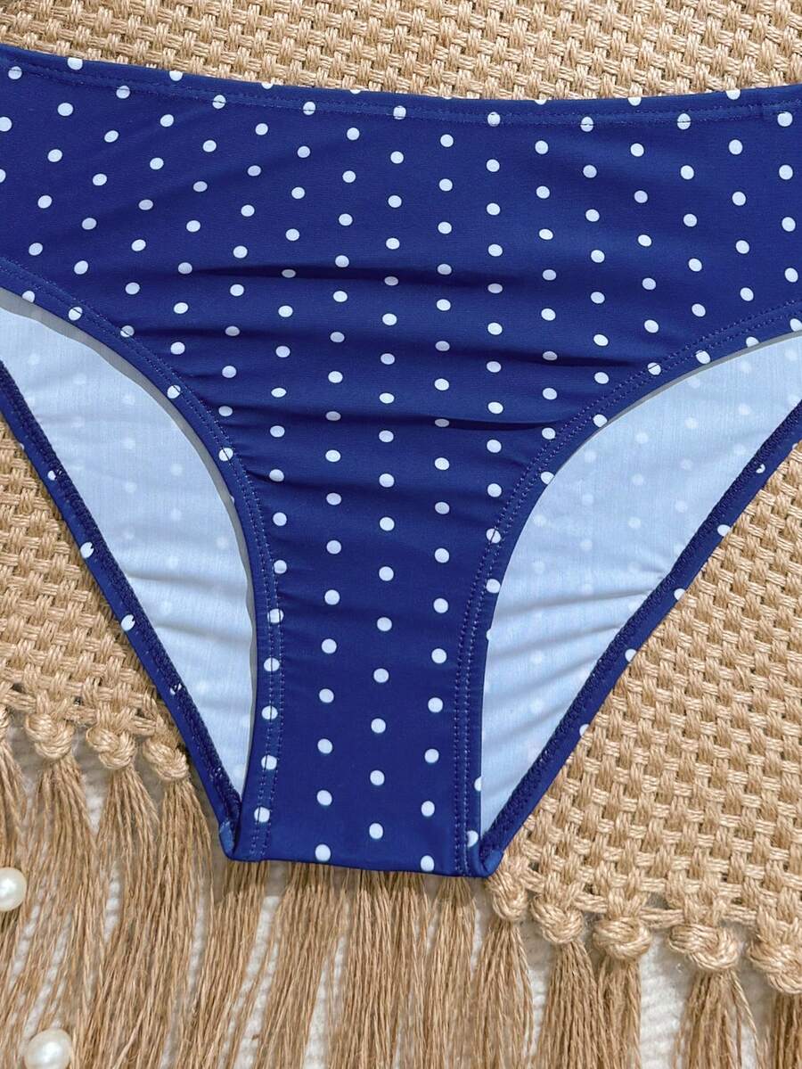 Tween girls pink and white striped two-piece bikini set with spaghetti strap bandeau top, starfish decor, and high waist swim bottoms for beach and vacation wear