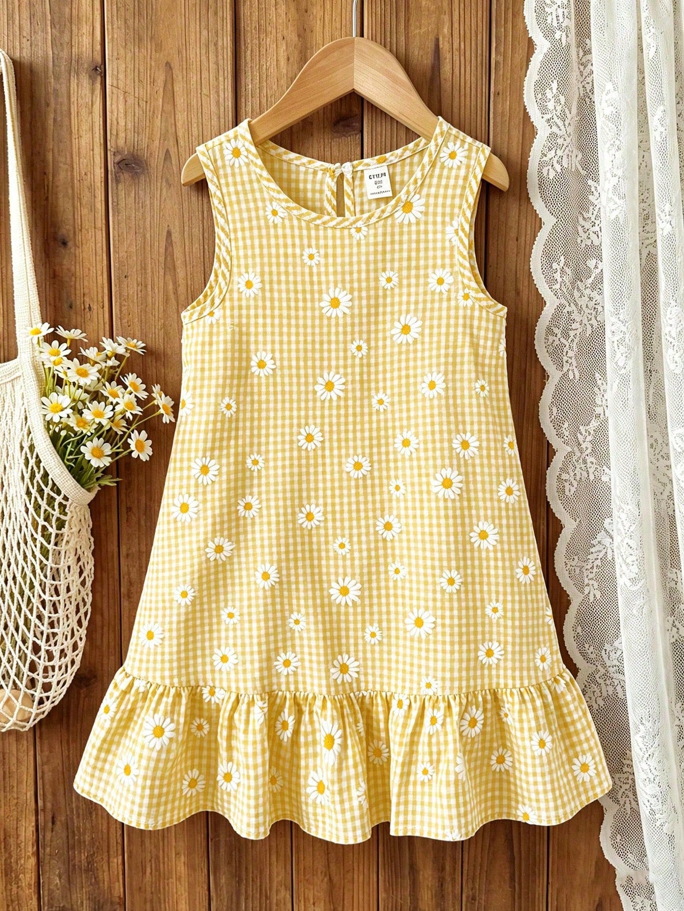 Tween girls sleeveless halter tunic dress with colorful rainbow striped colorblock pattern, button detail, short length, and regular fit for summer vacation or beach wear.
