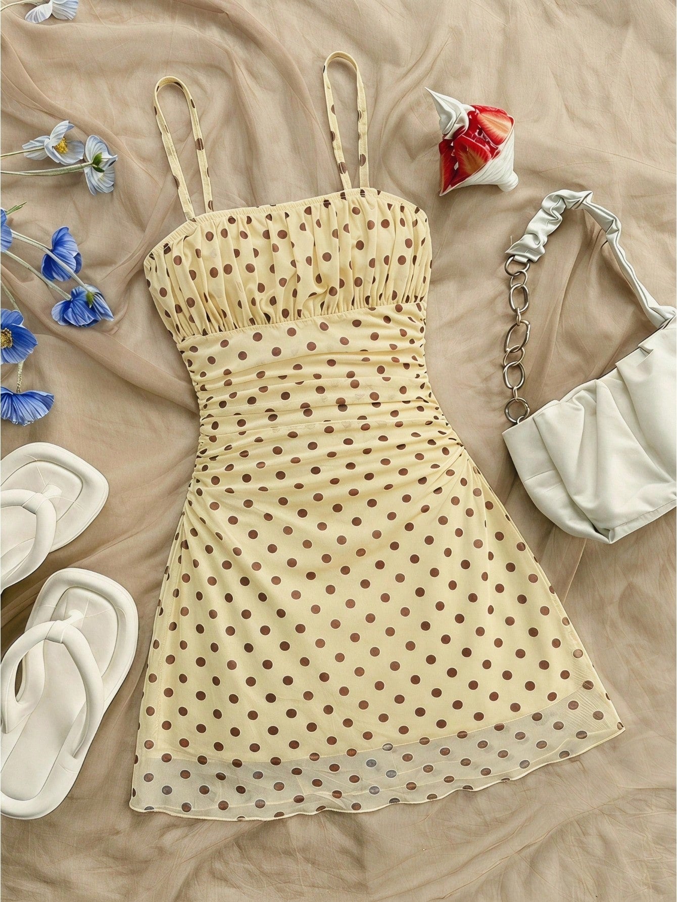 Apricot tween girls sleeveless halter cami dress with appliques, bow front, zipper detail, high waist, flared hem, and short slim fit design.