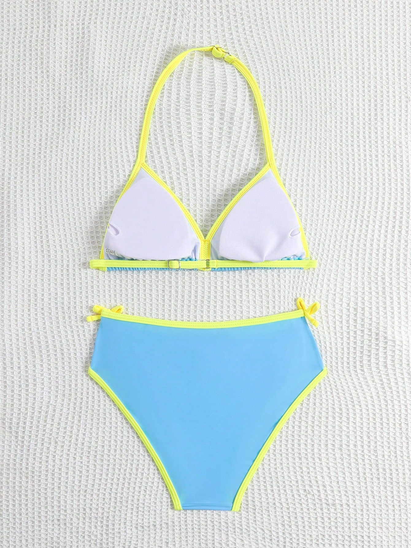 Tween Girl Summer Beach Vacation Contrast Color Halter Bikini Set