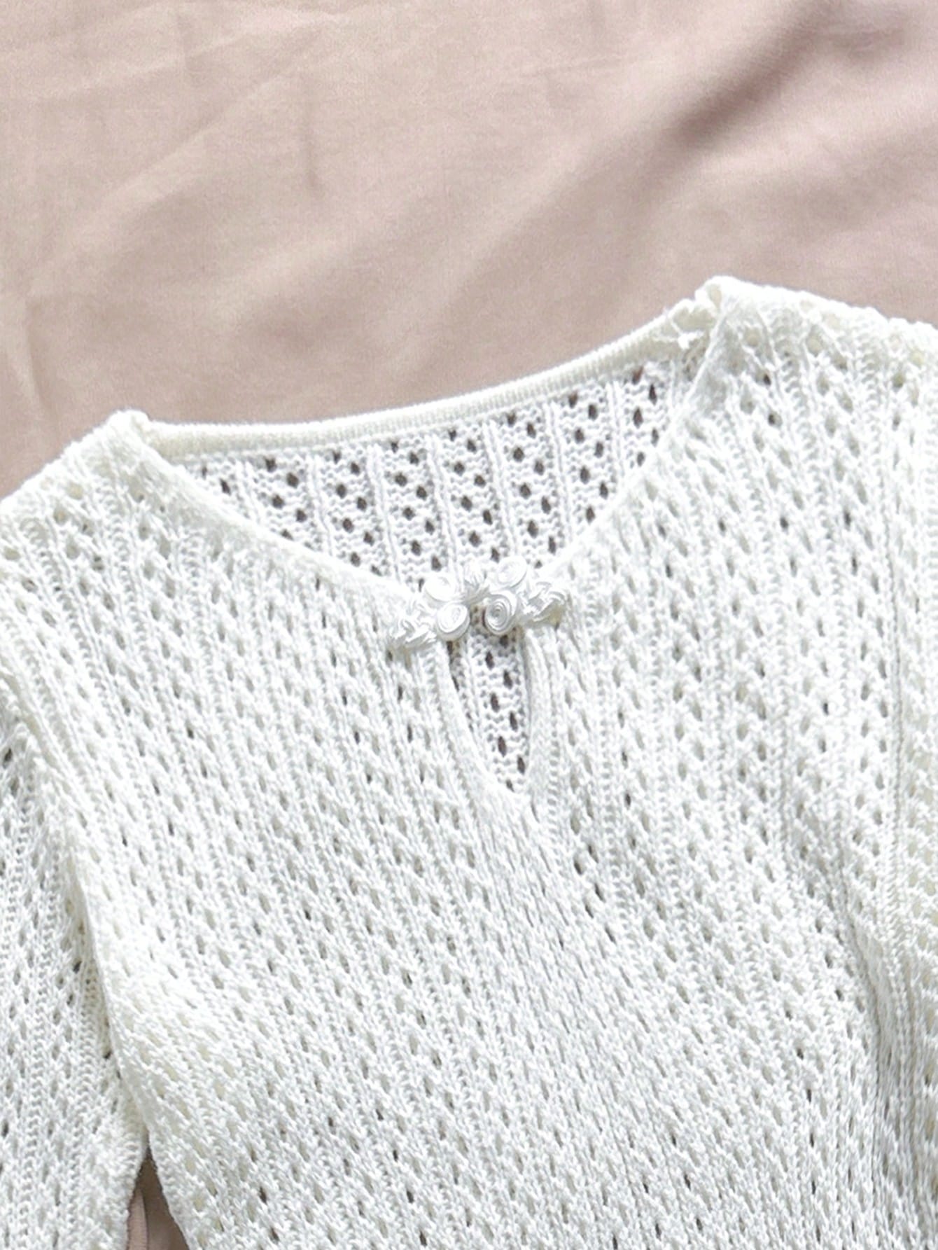 Tween girls semi-sheer white cover-up dress with V-neckline, long sleeves, contrast lace details, and zipper accent for beachwear layering.