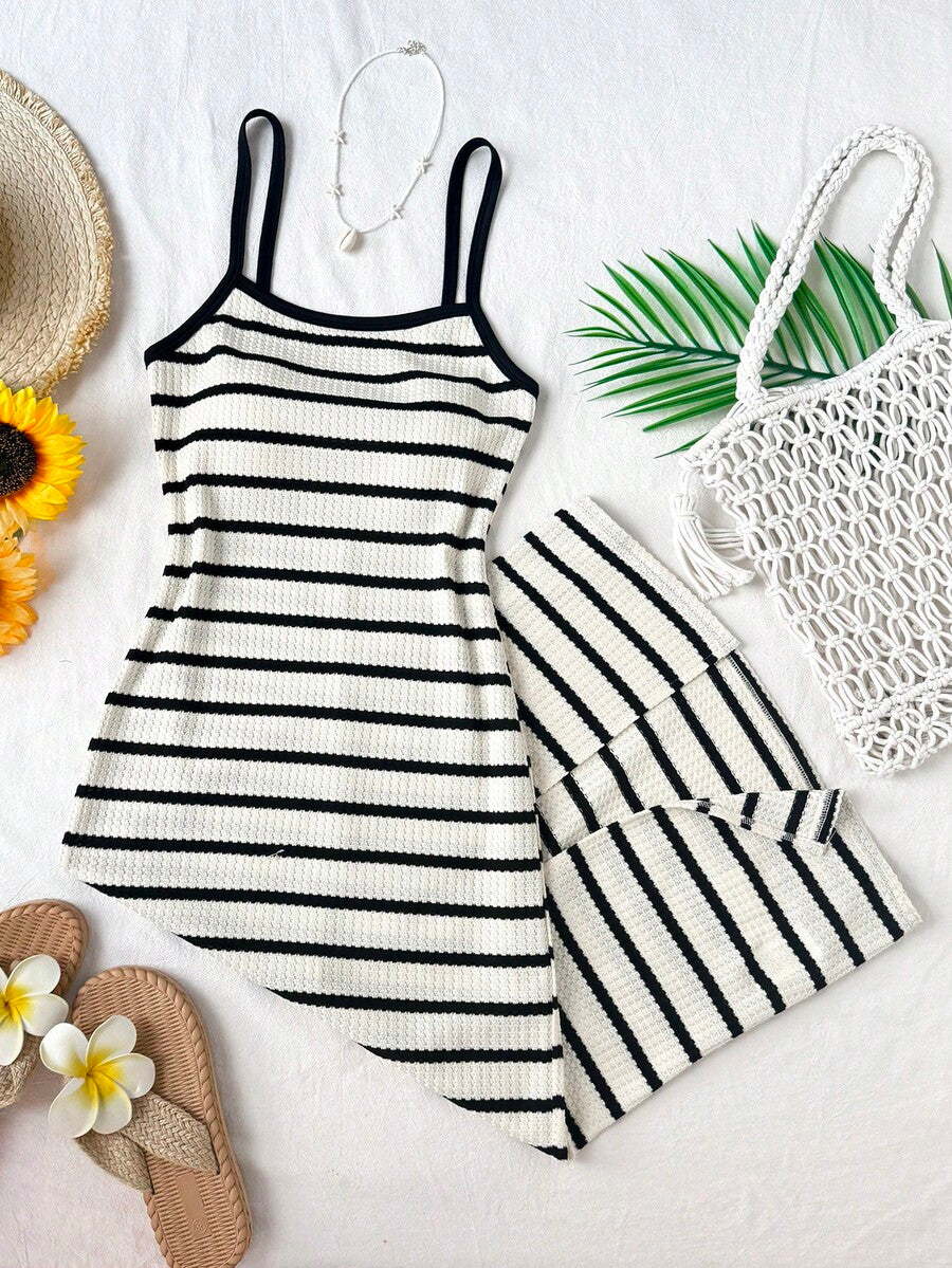White sleeveless halter maxi dress for tween girls with slim fit, plain textured fabric, natural waist, pencil hem, and side split for summer daily wear and vacation outfits.