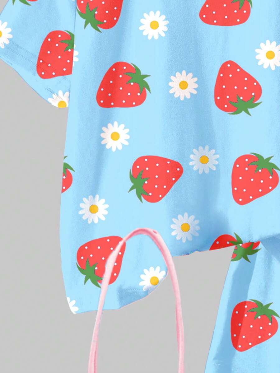 Tween girls multicolor tie-dye 2-piece outfit set featuring a drop-shoulder short-sleeve t-shirt and matching loose track shorts with side pockets.