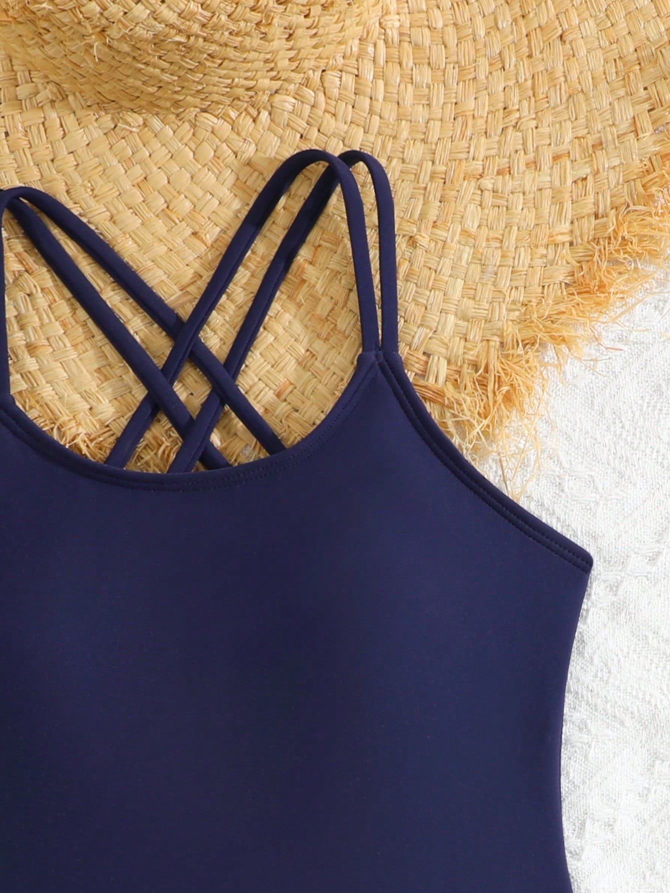 Tween Girls One-Piece Swimsuit With Adjustable Cross Straps, Suitable For Swimming, Summer Vacation, Beach And Seaside