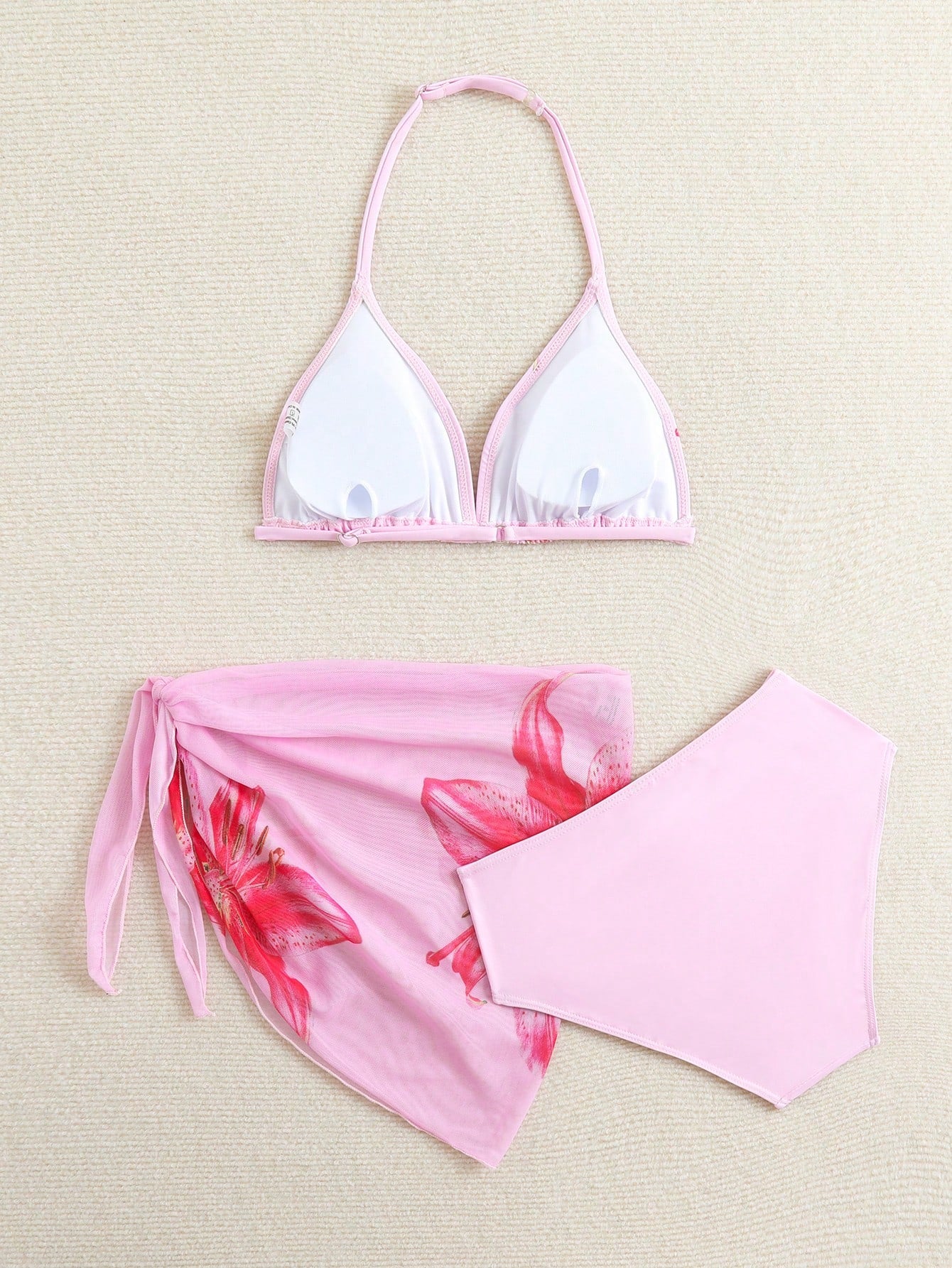 Cute Girls' Ditsy Floral Triangle Bikini Set (Print Randomly)