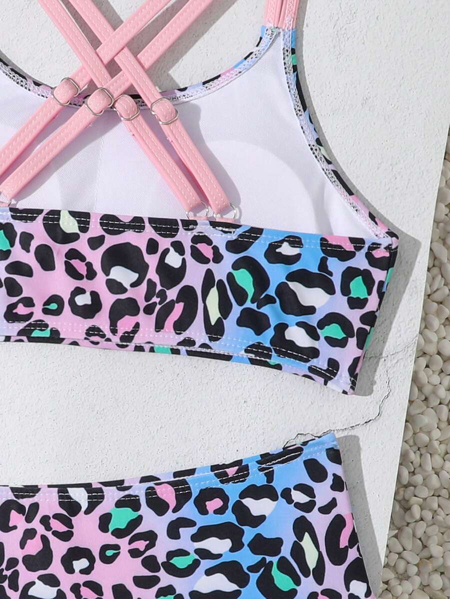 Tween Girls Bikini Sets Orange Summer Modest Activewear Beach Holiday,Knitted Ribbed Two Pieces Swimwear Crisscross Back Tank Top With Briefs Set