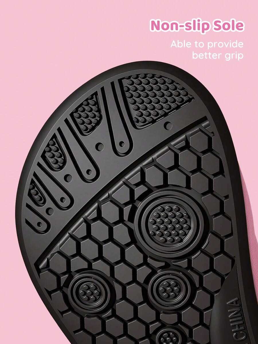 Girls cartoon pattern non-slip water shoes with slip-on closure and durable TPR outsole for beach and outdoor sports.