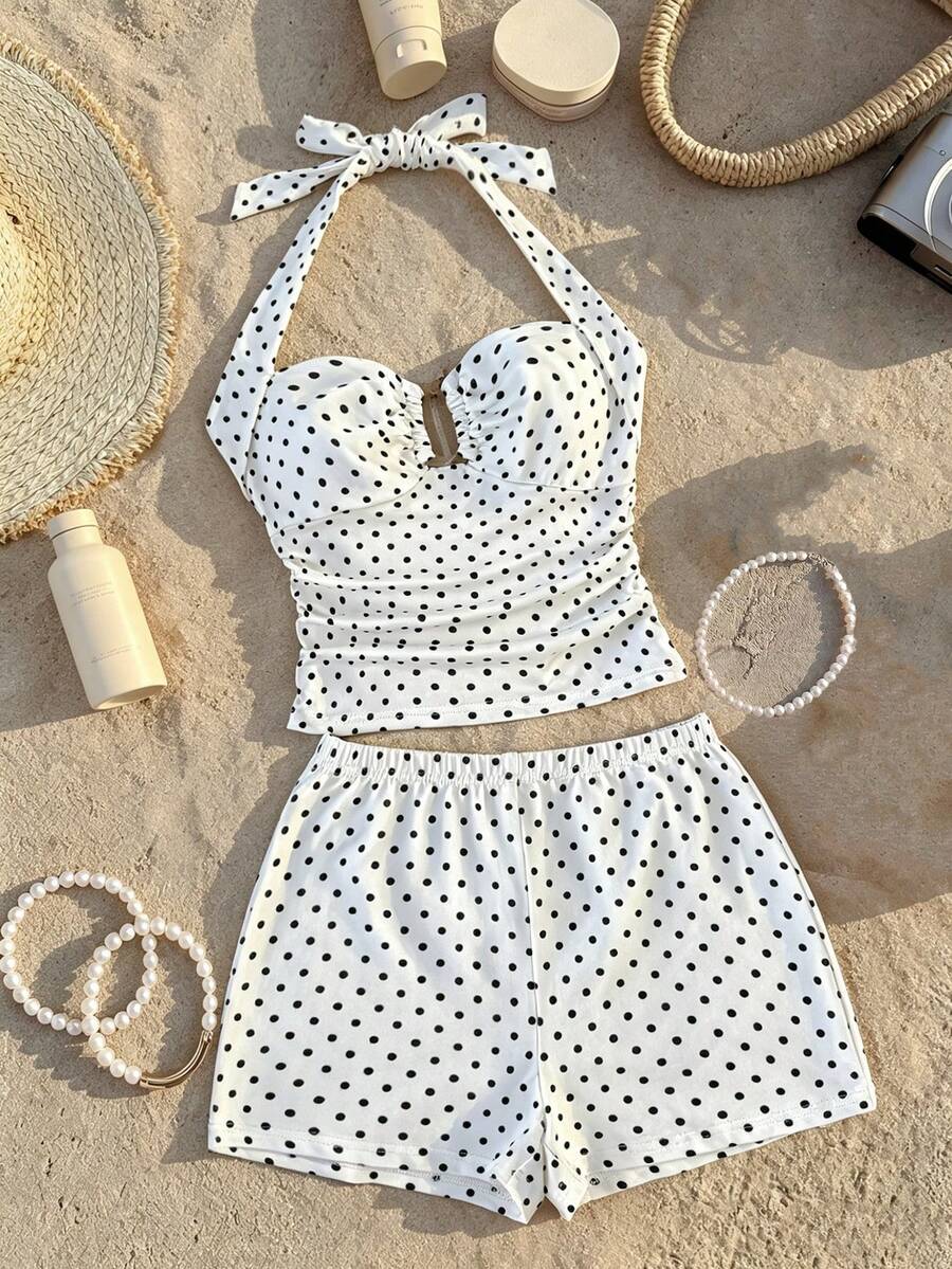 Tween girls black strapless tank top and shorts set with leopard print contrast waistband