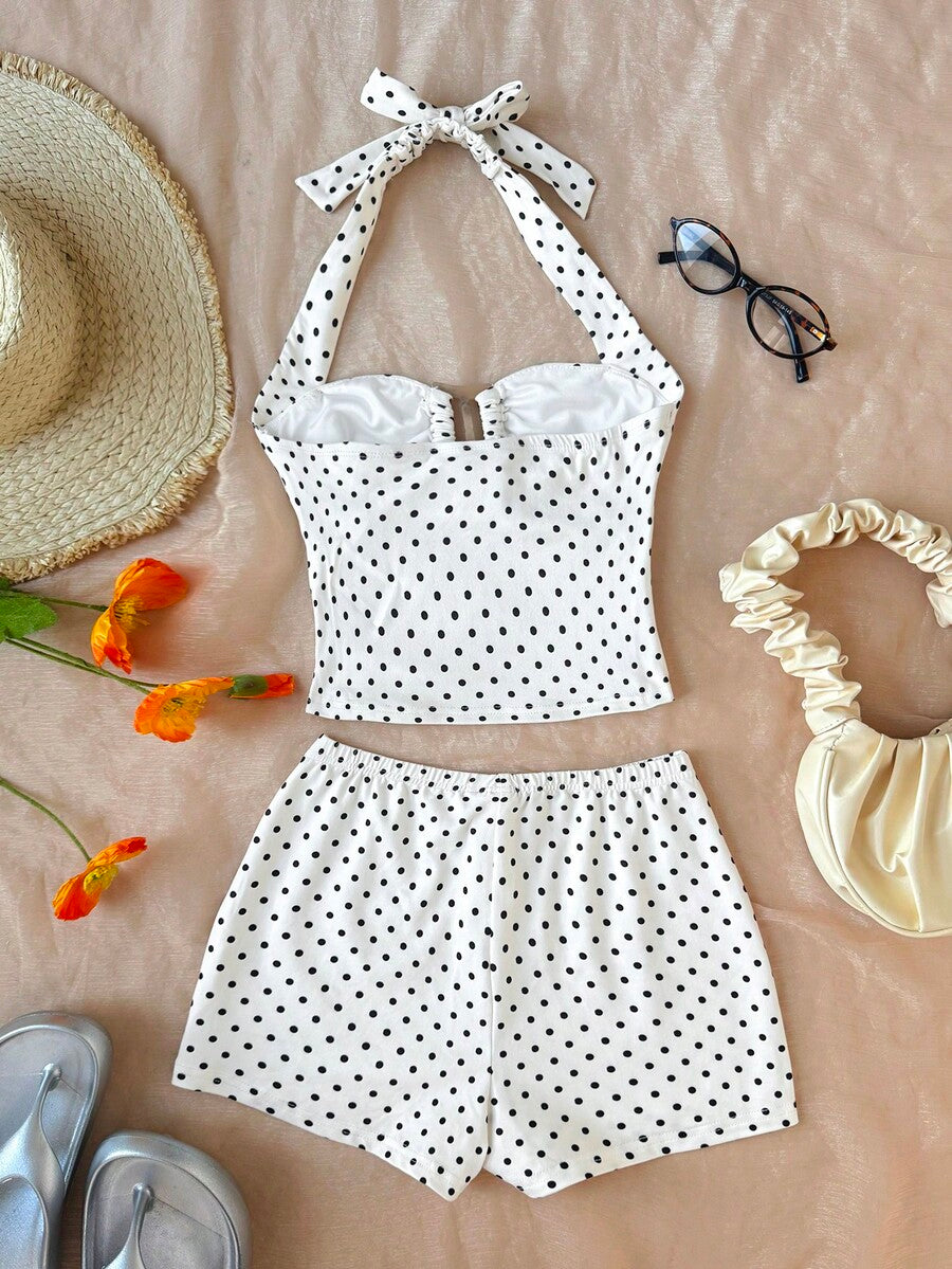 Tween girls black strapless tank top and shorts set with leopard print contrast waistband