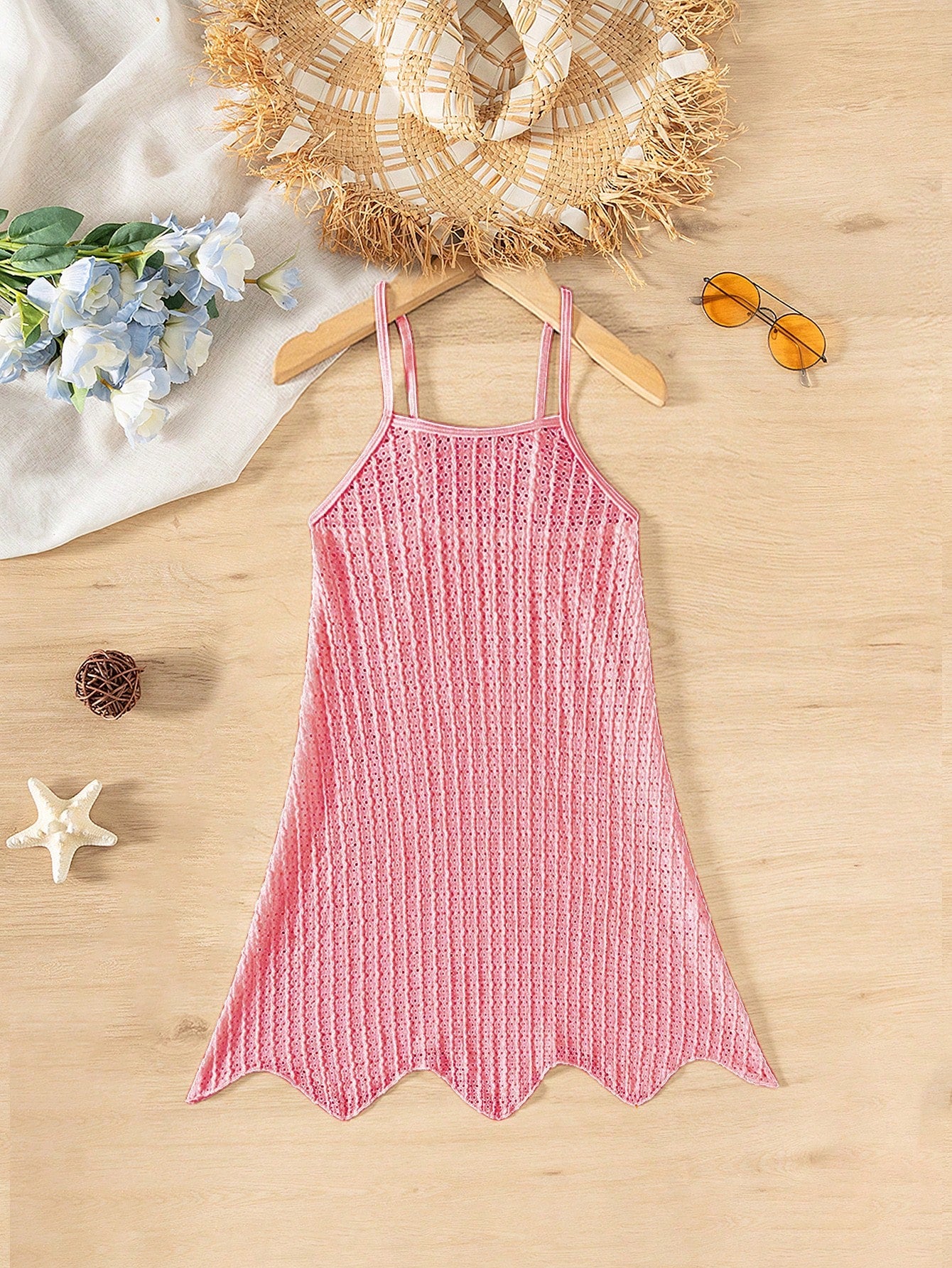 Tween girls' halter sleeveless cover-up dress in semi-sheer fabric for summer beach and pool wear by Elladie Kids.