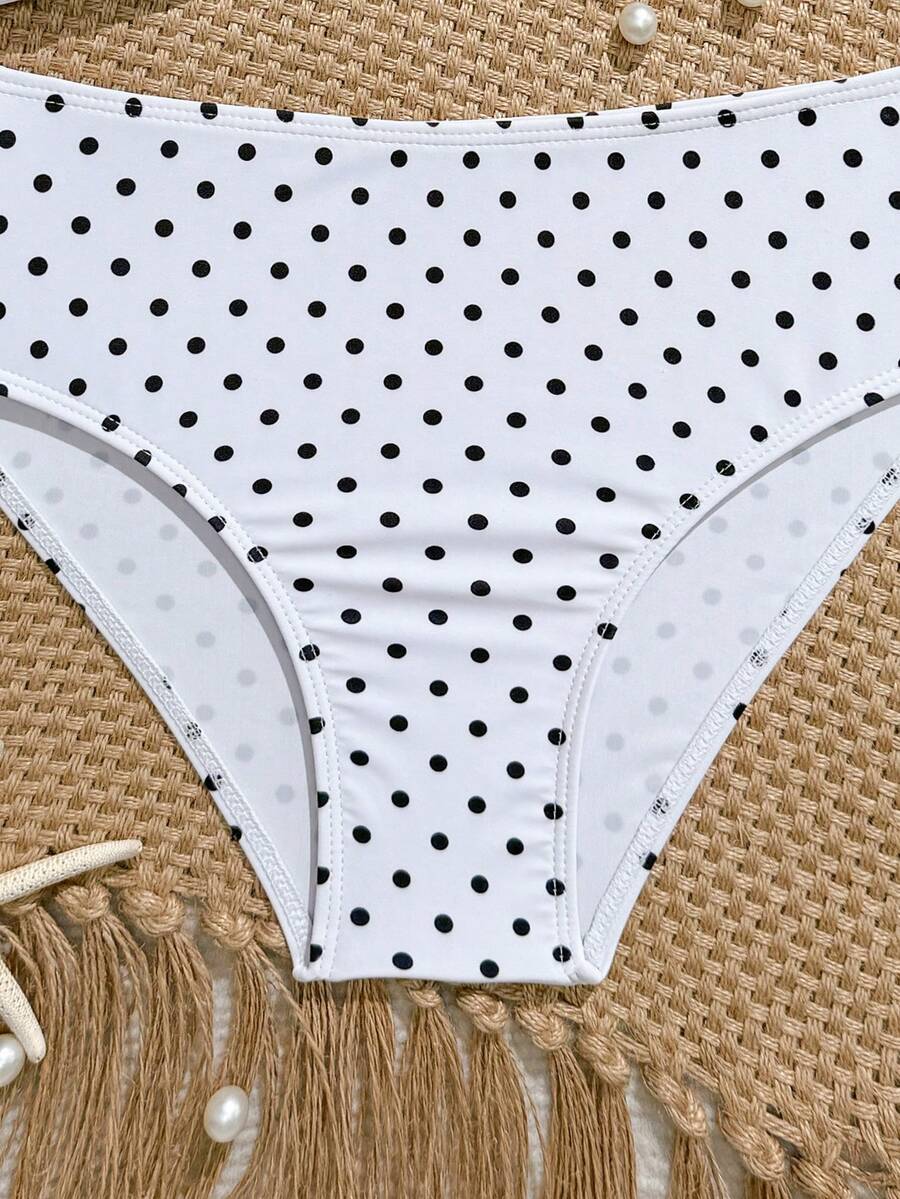 Tween girls pink and white striped two-piece bikini set with spaghetti strap bandeau top, starfish decor, and high waist swim bottoms for beach and vacation wear