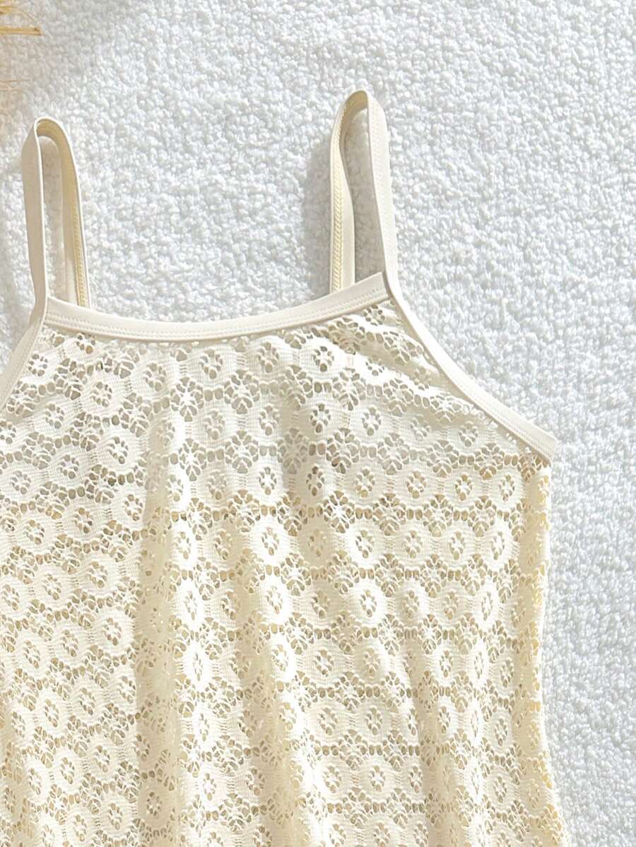 Tween girls' halter sleeveless cover-up dress in semi-sheer fabric for summer beach and pool wear by Elladie Kids.