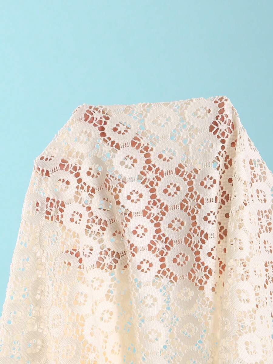 Tween girls' halter sleeveless cover-up dress in semi-sheer fabric for summer beach and pool wear by Elladie Kids.