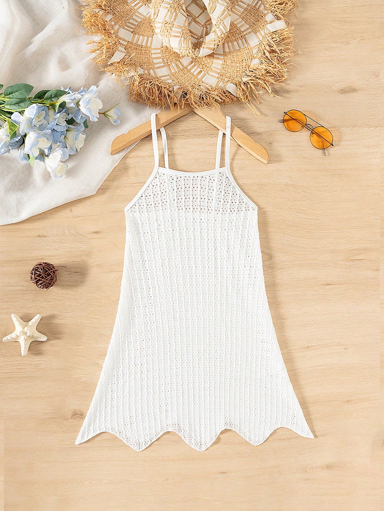 Tween girls' halter sleeveless cover-up dress in semi-sheer fabric for summer beach and pool wear by Elladie Kids.
