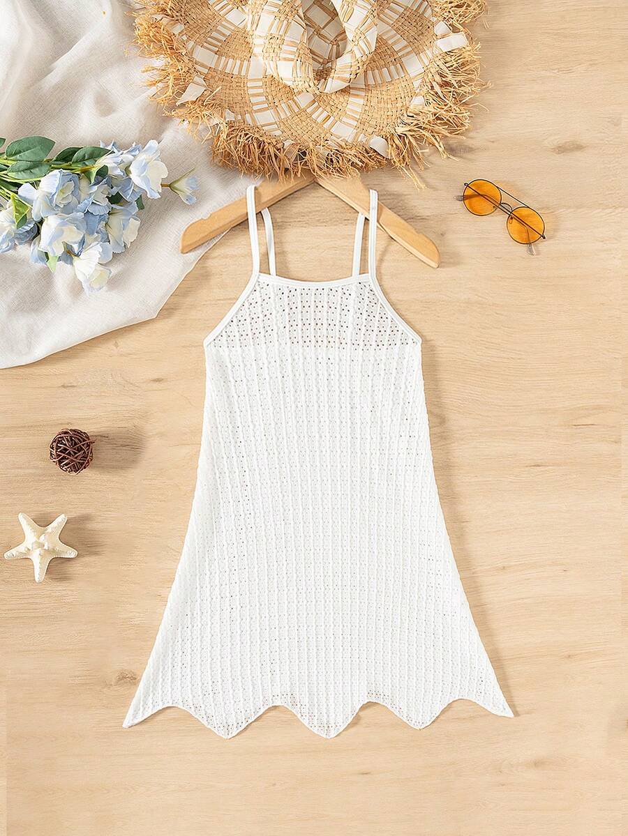 Tween girls' halter sleeveless cover-up dress in semi-sheer fabric for summer beach and pool wear by Elladie Kids.