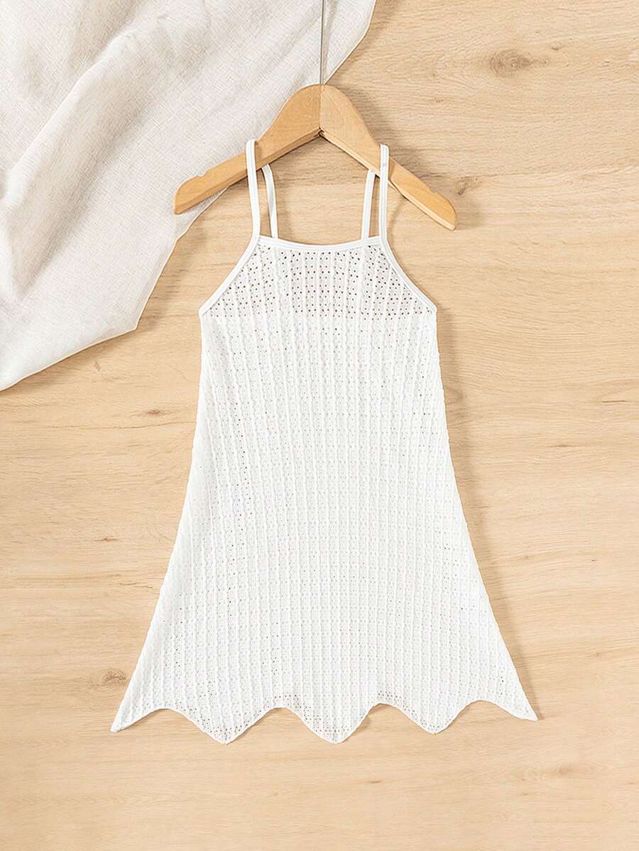 Tween girls' halter sleeveless cover-up dress in semi-sheer fabric for summer beach and pool wear by Elladie Kids.