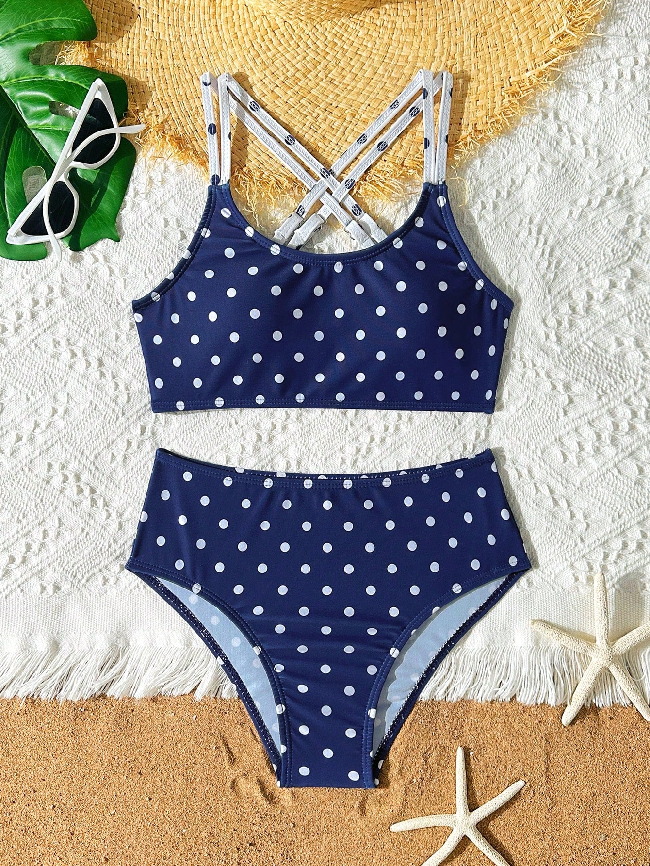 Tween Girls Bikini Sets Orange Summer Modest Activewear Beach Holiday,Knitted Ribbed Two Pieces Swimwear Crisscross Back Tank Top With Briefs Set