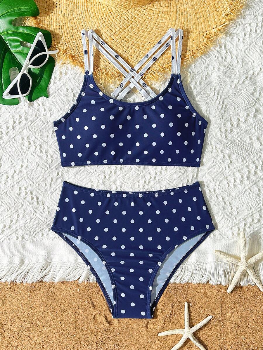 Tween Girls Bikini Sets Orange Summer Modest Activewear Beach Holiday,Knitted Ribbed Two Pieces Swimwear Crisscross Back Tank Top With Briefs Set