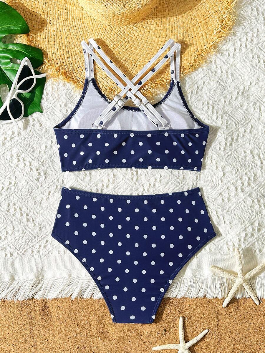 Tween Girls Bikini Sets Orange Summer Modest Activewear Beach Holiday,Knitted Ribbed Two Pieces Swimwear Crisscross Back Tank Top With Briefs Set